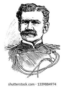 Adna Romanza Chaffee 1884 to 1941 he was a major general in the United States army famous for his role in developing the U.S. Armys tank forces vintage line drawing or engraving illustration