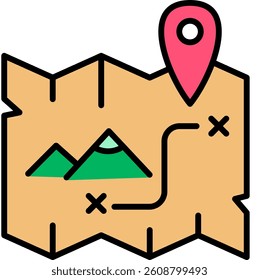Adnveture Map Illustration, Paper Map