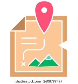 Adnveture Map Illustration, Paper Map