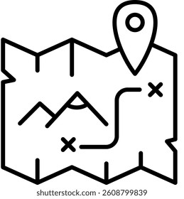 Adnveture Map Outline Icon, Paper Map