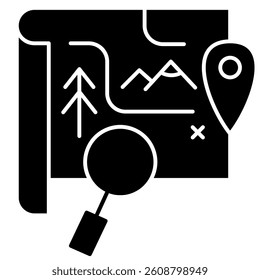 Adnveture Map Solid Glyph Icon, Paper Map