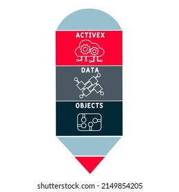 ADO - ActiveX Data Objects acronym. business concept background. vector illustration concept with keywords and icons. lettering illustration with icons for web banner, flyer, landing pag