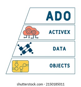 ADO - ActiveX Data Objects acronym. business concept background. vector illustration concept with keywords and icons. lettering illustration with icons for web banner, flyer, landing pag