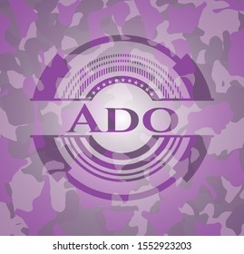 Ado pink camouflaged emblem. Vector Illustration. Detailed.