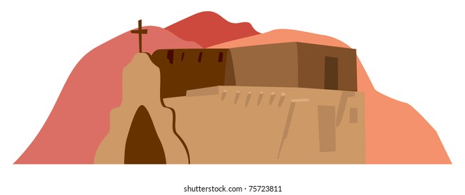 Adobe Buildings and Church