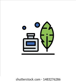 Adobe, Feather, Inkbottle, American Business Logo Template. Flat Color