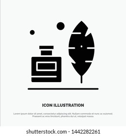 Adobe, Feather, Inkbottle, American solid Glyph Icon vector