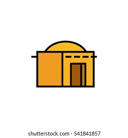 Adobe Hut Flat Outline Icon. House 