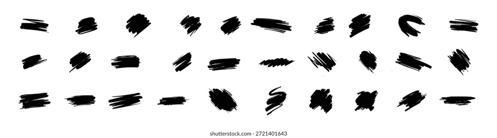 Adobe Illustrabrush desenhado à mão sublinha círculos quadrados definir collection.epsA coleção apresenta rabiscos desenhados à mão, sublinhado ou Arte. Ilustração de vetor.