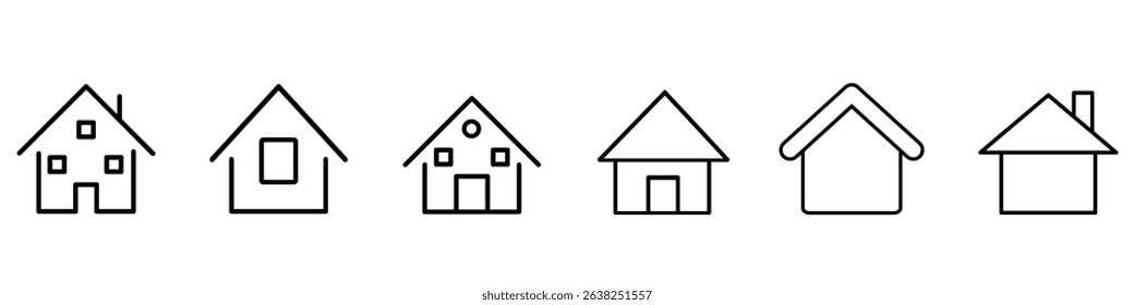 Adobe Illustrator ArtwHouse icon vector set. Home illustration sign collection. Building symbol. Hotel logo. Houses set of web icons. Home for web and mobile app