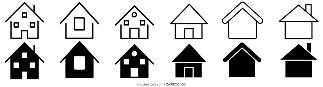 Adobe Illustrator ArtwHouse icon vector set. Home illustration sign collection. Building symbol. Hotel logo. Houses set of web icons. Home for web and mobile app