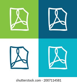 Adobe Reader File Outlined Sketch Flat four color minimal icon set
