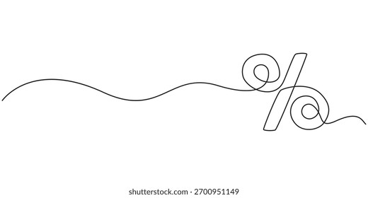 Fondo de AdobeLinear del signo de porcentaje. Un dibujo de línea continua de un signo de porcentaje. Ilustración vectorial. Icono de porcentaje lineal aislado, silueta de arte de línea de signo de porcentaje. Una línea de contorno continuo.