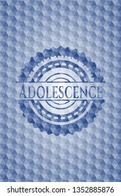 Adolescence blue polygonal emblem.