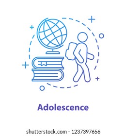 Adolescence concept icon. Teenager idea thin line illustration. Schoolchild. University or school education. Vector isolated outline drawing