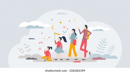 Adolescence and teenage years from baby ages to adult tiny person concept. Phases of life between childhood and adulthood development vector illustration. Group with various generations together.