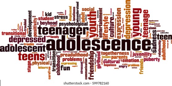 Adolescence word cloud concept. Vector illustration