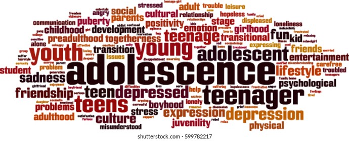 Adolescence word cloud concept. Vector illustration