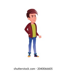 adolescent boy teen standing in line at railway station cartoon vector. adolescent boy teen standing in line at railway station character. isolated flat cartoon illustration