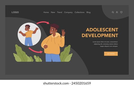 Adolescent Development concept. Illustrating the growth stages from child to teenager. Transition of puberty, maturity, and emotional growth. Flat vector illustration