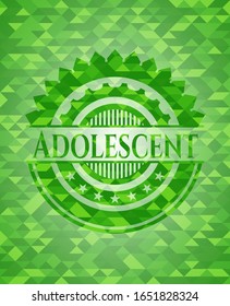 Adolescent green mosaic emblem. Vector Illustration. Detailed.