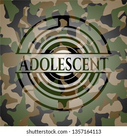 Adolescent written on a camo texture