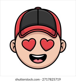 Hombre joven adolescente que experimenta emociones de amor románticas profundas Ilustración vectorial aislada sobre fondo blanco