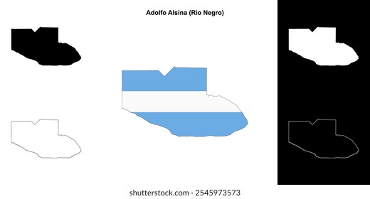 Adolfo Alsina department (Rio Negro) outline map set