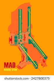 Adolfo Suarez Madrid-Barajas Airport mapa poster art