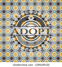 Adopt arabesque style badge. arabic decoration.