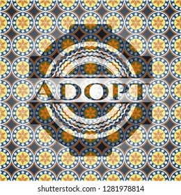 Adopt arabic emblem background. Arabesque decoration.