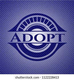 Adopt badge with denim background