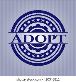 Adopt badge with denim background