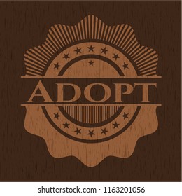 Adopt badge with wooden background