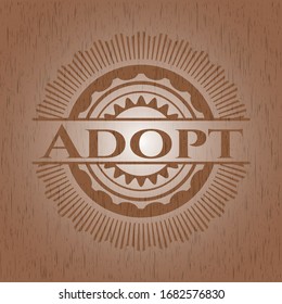 Adopt badge with wooden background