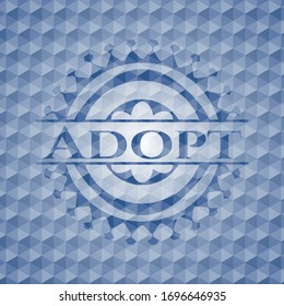 Adopt blue emblem or badge with abstract geometric polygonal pattern background. Vector Illustration. Detailed.