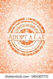 Adopt a Cat abstract orange mosaic emblem with background