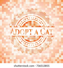 Adopt a Cat abstract orange mosaic emblem with background