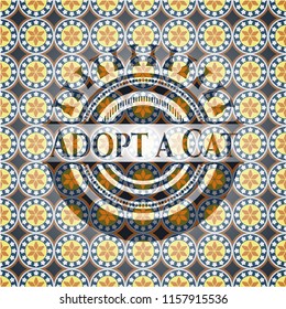 Adopt a Cat arabesque badge. arabic decoration.