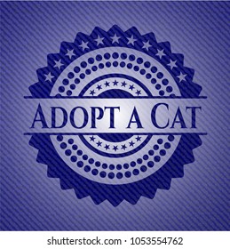Adopt a Cat badge with jean texture
