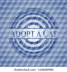 Adopt a Cat blue polygonal badge.