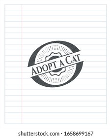 Adopt a Cat drawn in pencil. Vector Illustration. Detailed.