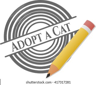 Adoptar un emblema de gato dibujado con lápiz