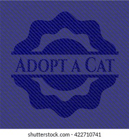 Adoptar un emblema de gato con textura de jean