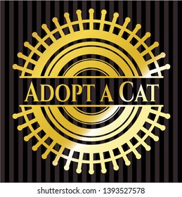 Adopt a Cat gold emblem. Vector Illustration. Detailed.