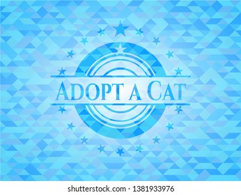 Adopt a Cat light blue mosaic emblem