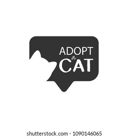Adopt a cat logo.  Banner with a cat. Vector illustration. 