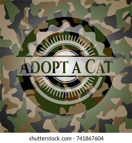 Adopt a Cat on camo texture