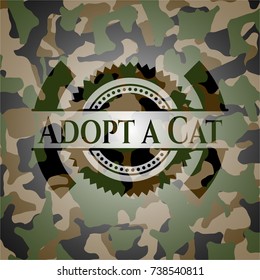 Adopt a Cat on camouflage pattern