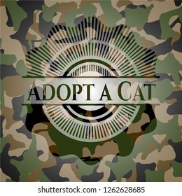 Adopt a Cat on camouflaged texture